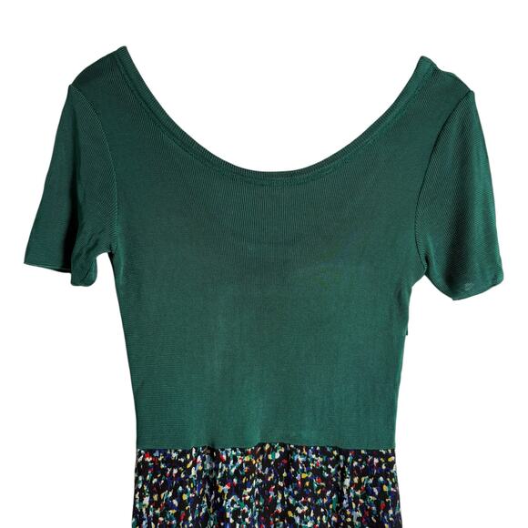 Sandro Green Viscose Knit Short Sleeve Asymmetric Printed Dress Size Small - Picture 2 of 11